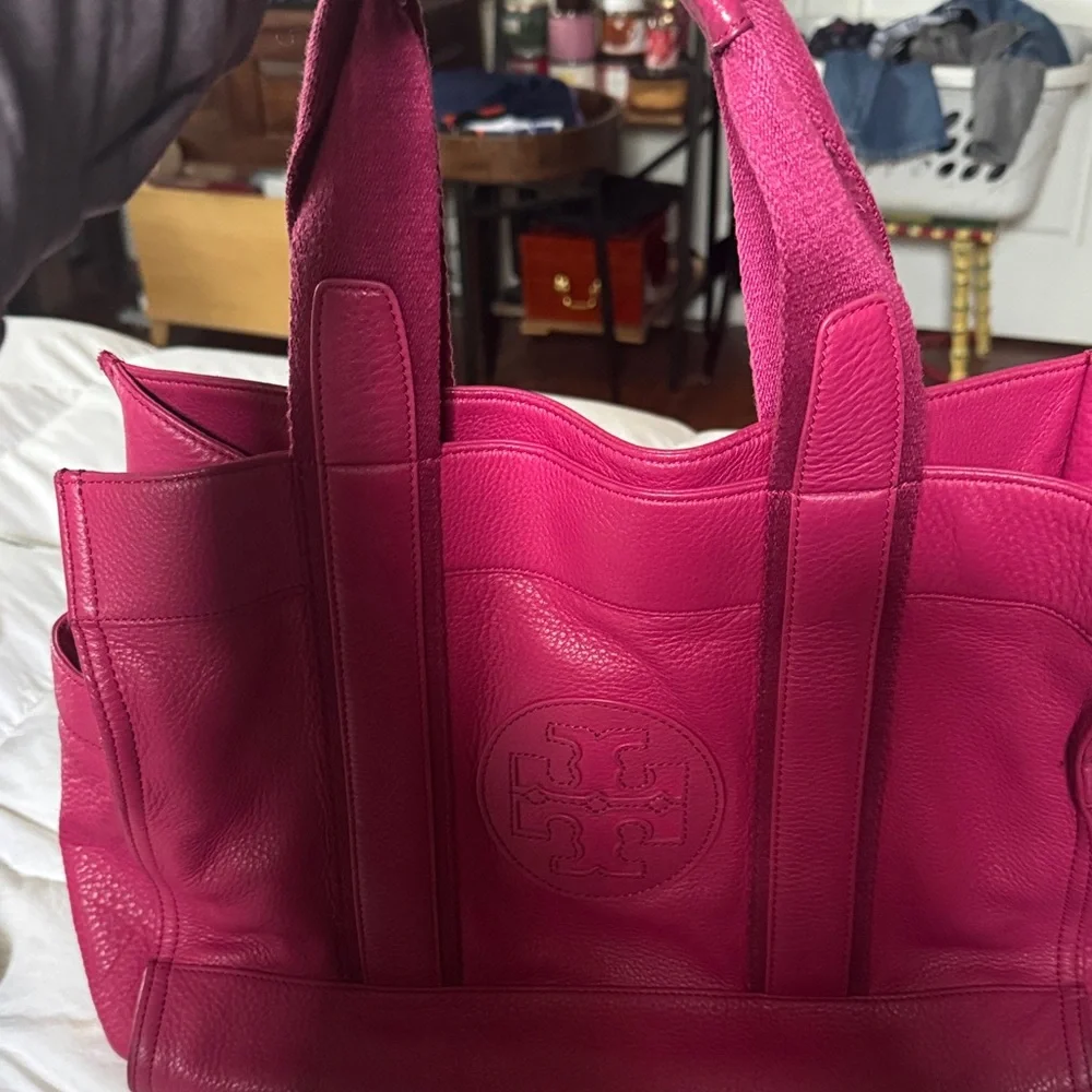 Tory Burch Fuchsia Leather Tote - Picture 5 of 16